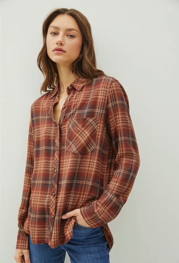 Classic Burgundy Flannel Shirt