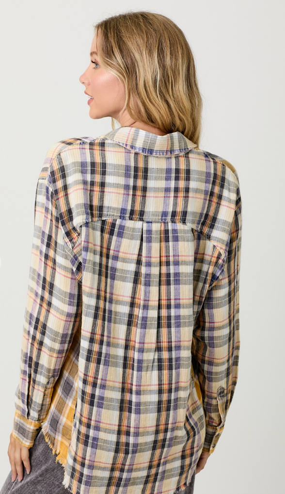 Washed Plaid Oversized Shirt