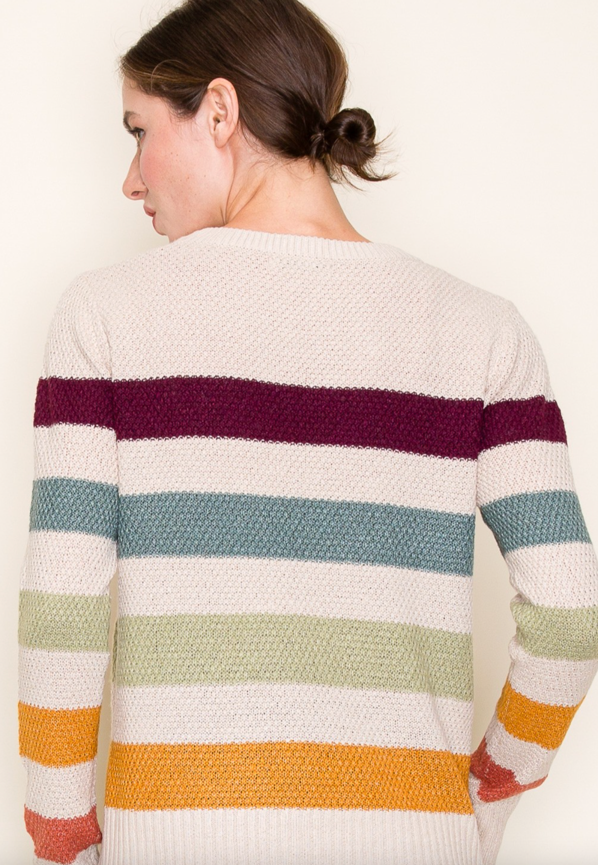 Bold Color Stripe Crew Neck Sweater