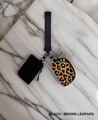 Dual Pouch Wristlet Keychain Wallet