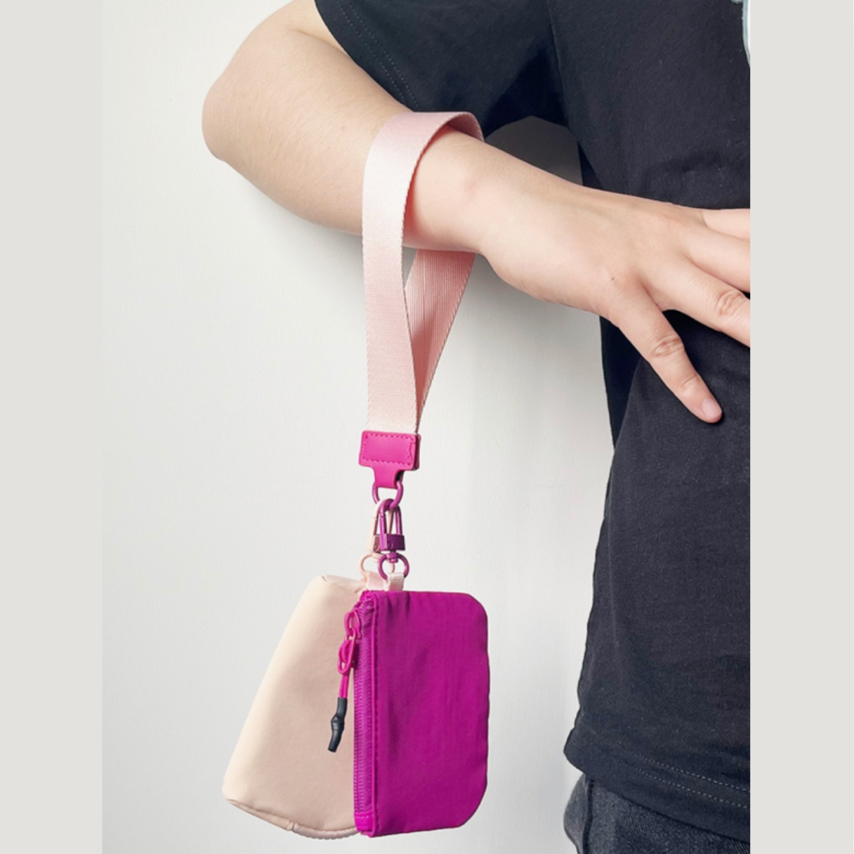 Dual Pouch Wristlet Keychain Wallet