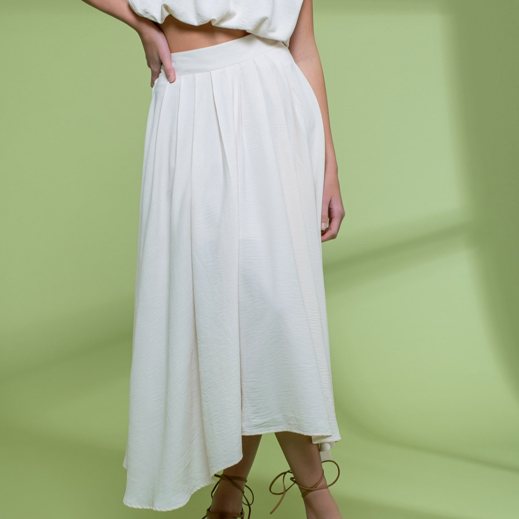 BOX PLEATED MIDI SKIRT