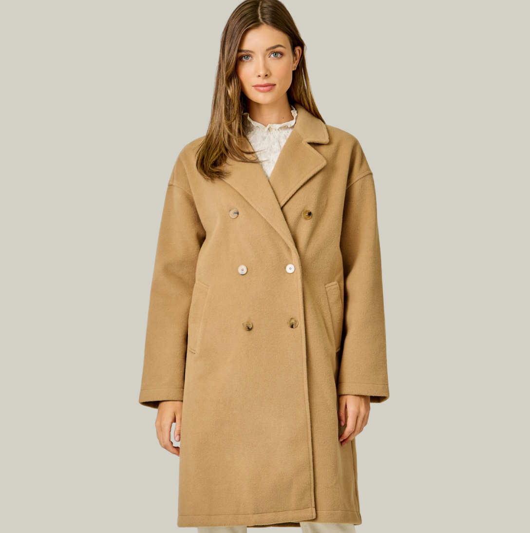 Double Breasted Dolman Sleeve Coat