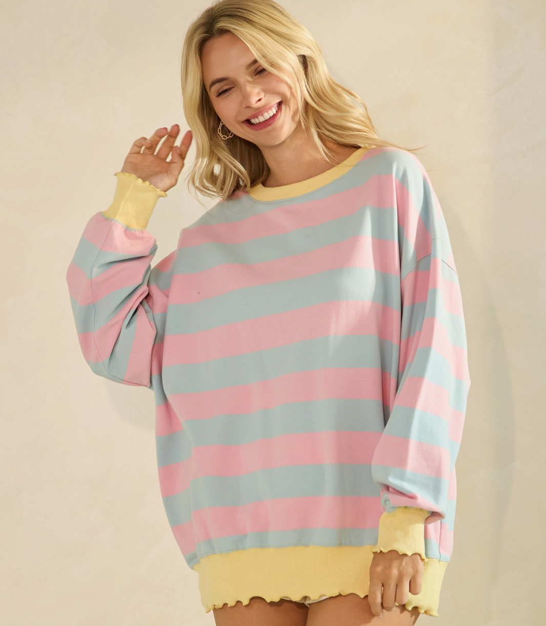 Striped Knit Long Sleeve Top