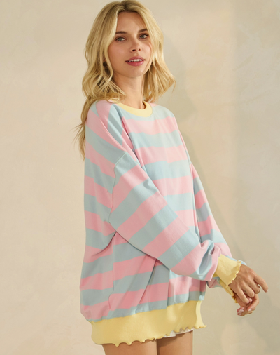 Striped Knit Long Sleeve Top