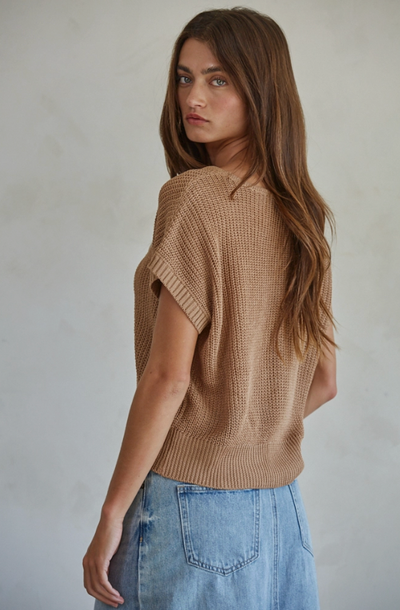 Knit Sweater Top in Brown