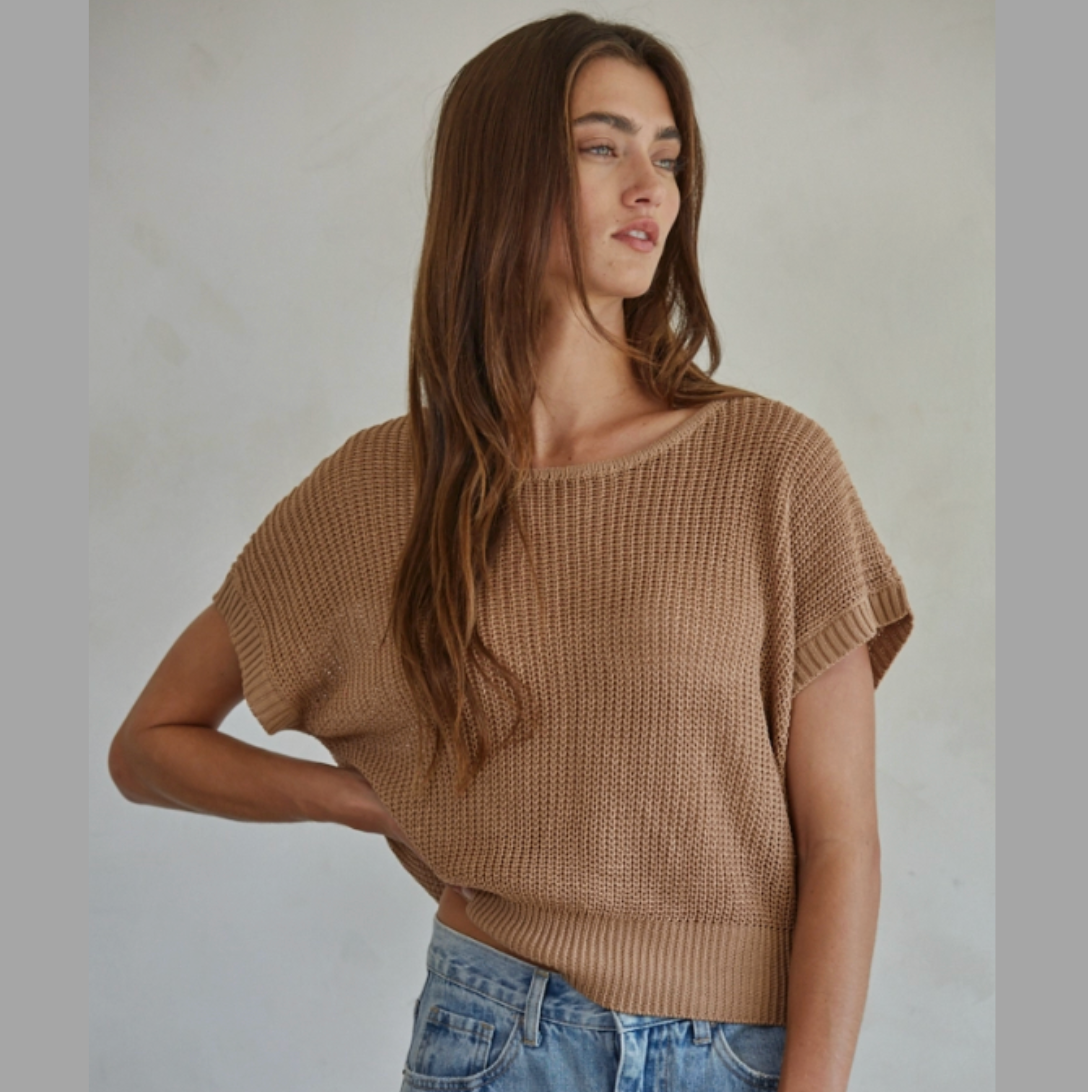 Knit Sweater Top in Brown
