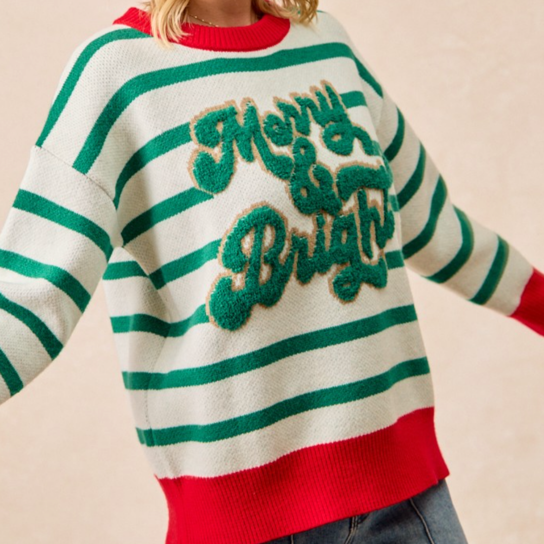 Christmas Theme Stripe Knit Top