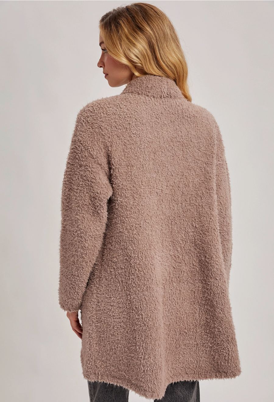 Soft Fuzzy Drape Front Cardigan