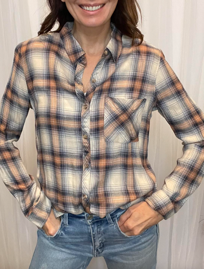 Classic Denim Orange Flannel Shirt