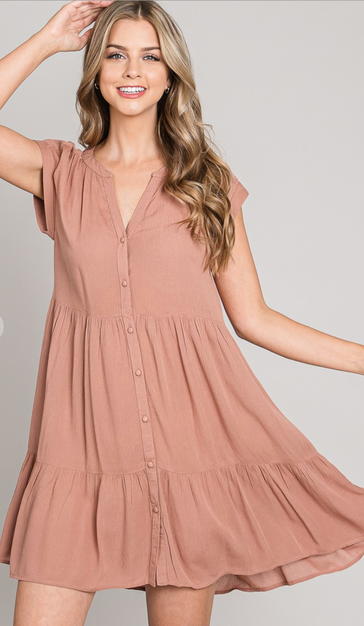 Tiered Button Down Babydoll Dress
